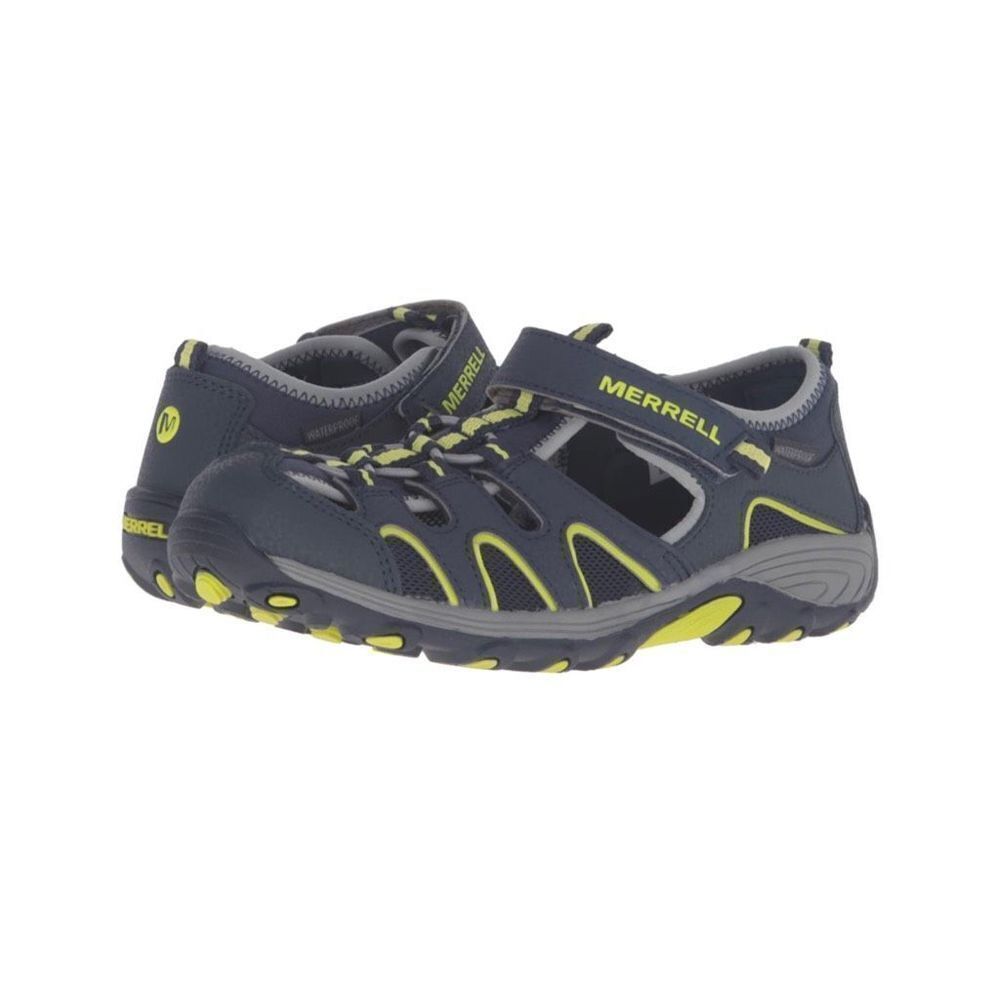 Merrell Boy's Navy Lime Hydro H2O Hiker Leather Sandals Size 4M
